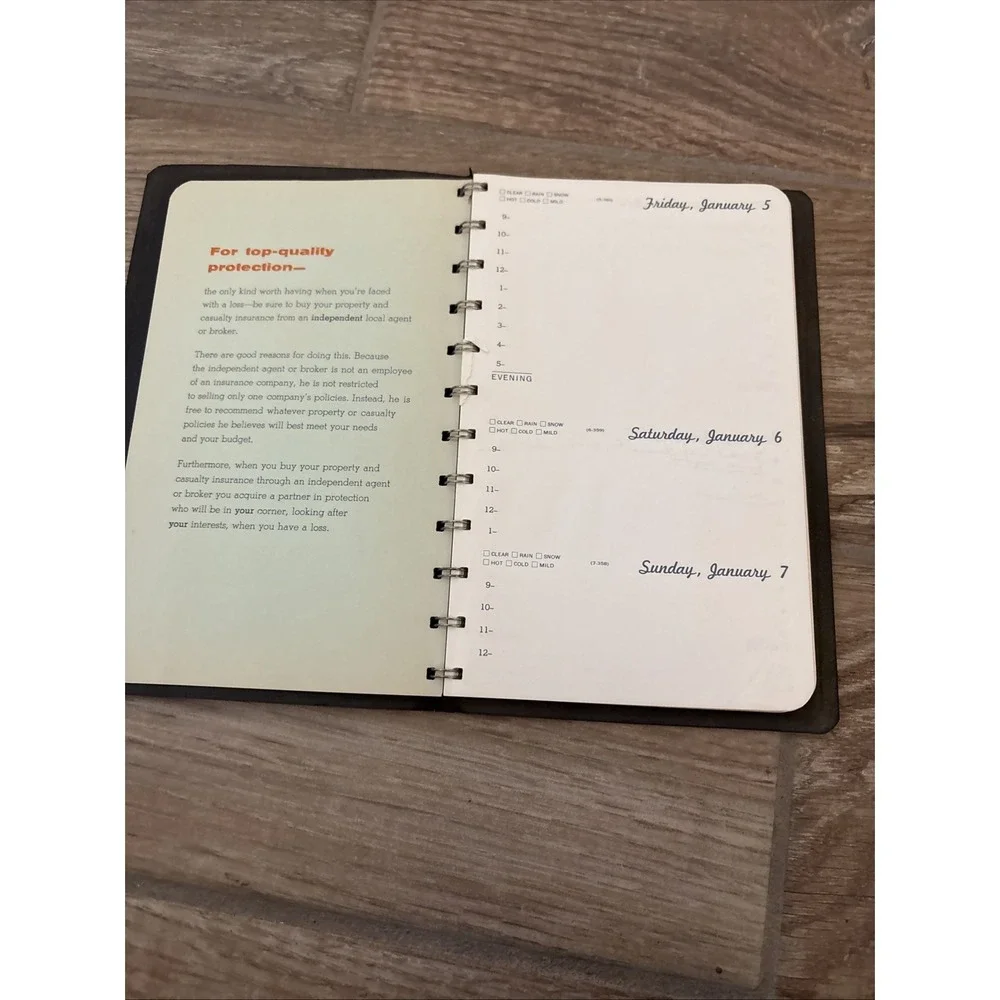 Vintage Ray Houser Insurance Agency Day book 1962 Rare Never Used‎ -new